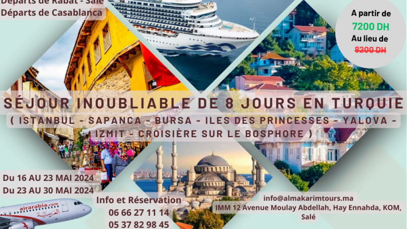 Voyage Organisé Turquie Au Départ De Rabat – 8 Jours / 7 Nuits
